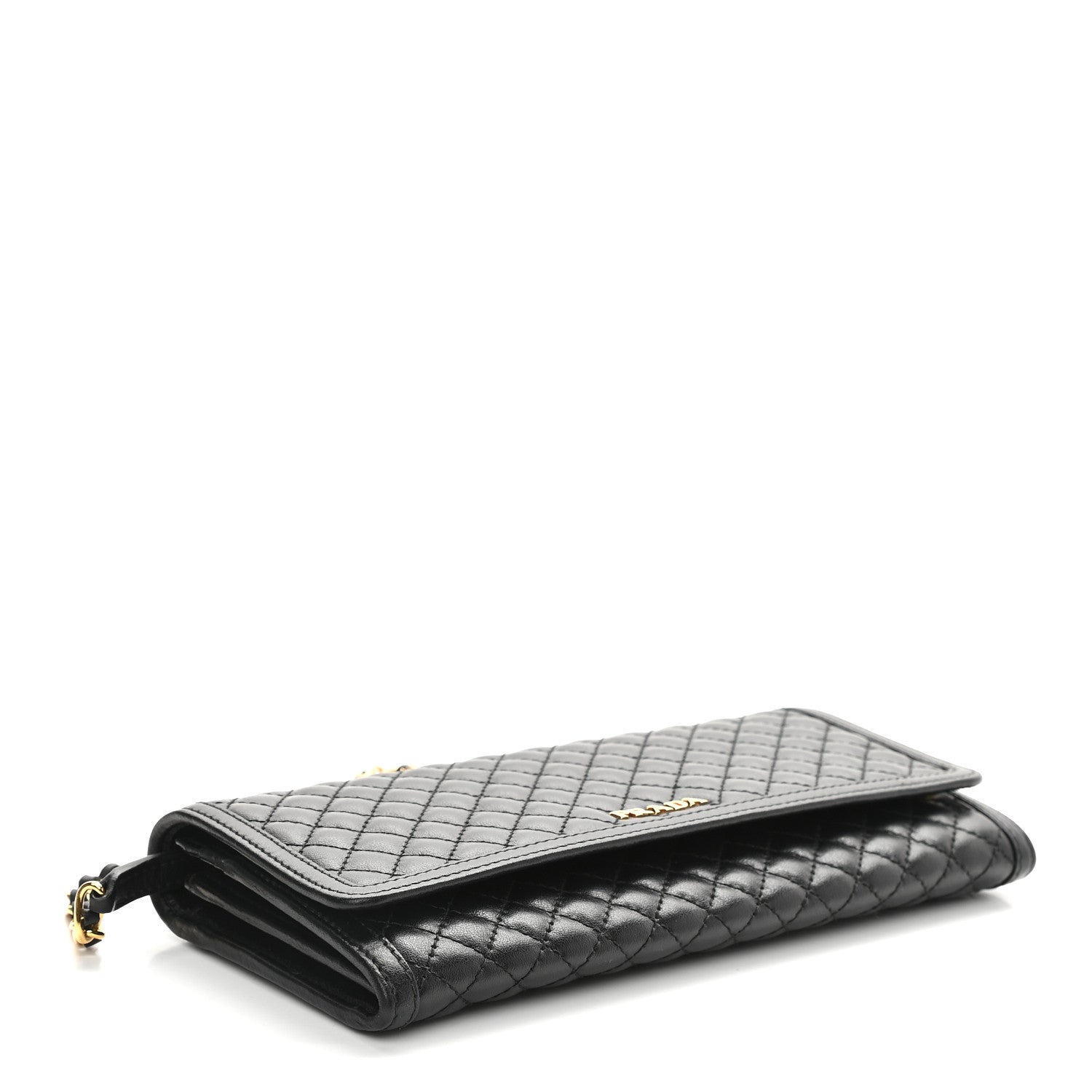 Prada Soft Calfskin Quilted Chain Wallet Black 4 of 8