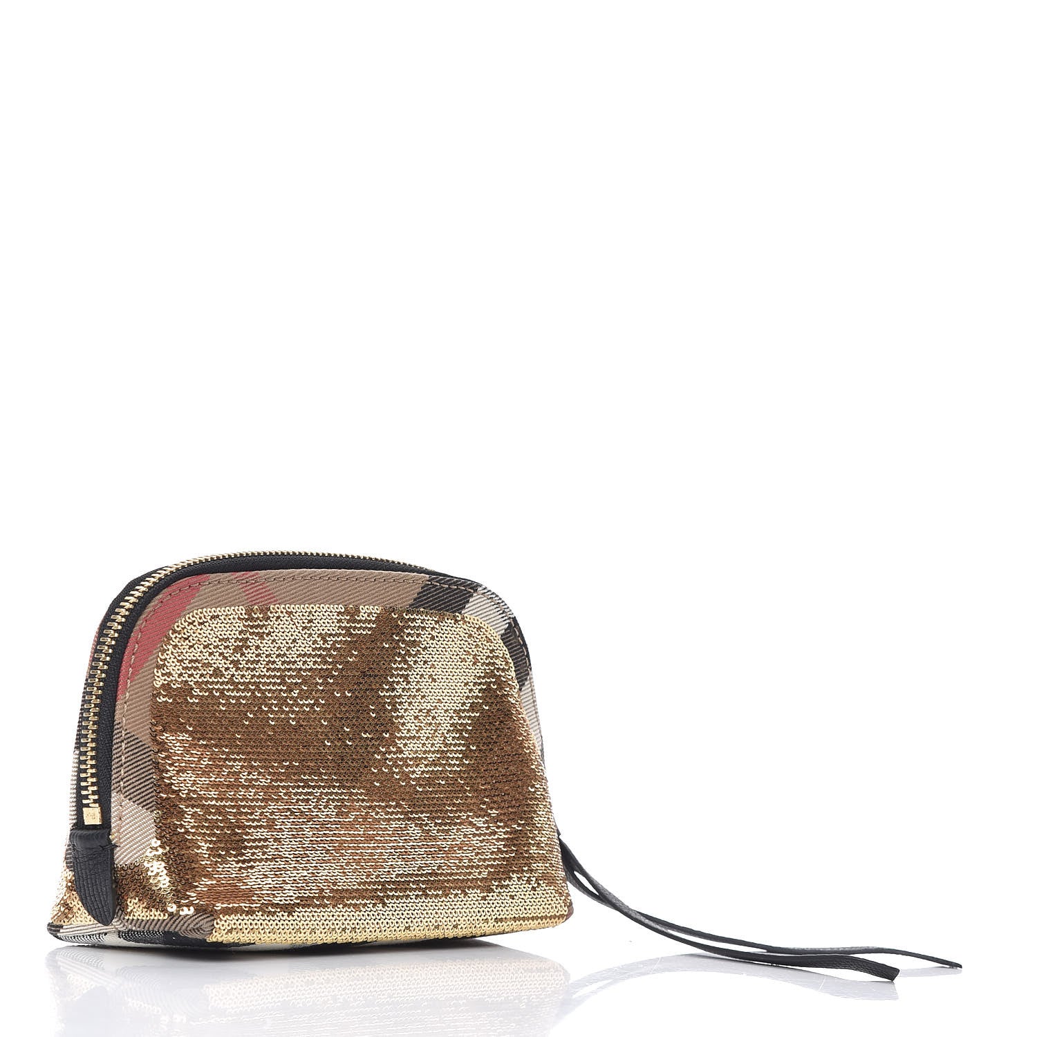 Burberry House Check Sequin Peyton Pouch Bag Gold Black 3 of 9