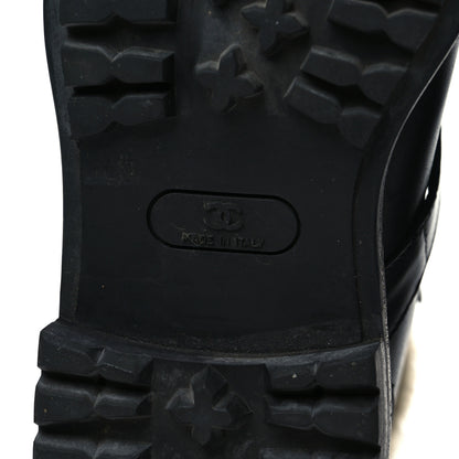 Chanel Shearling Calfskin Lace Up Short Boots 39.5 Black 6 of 6