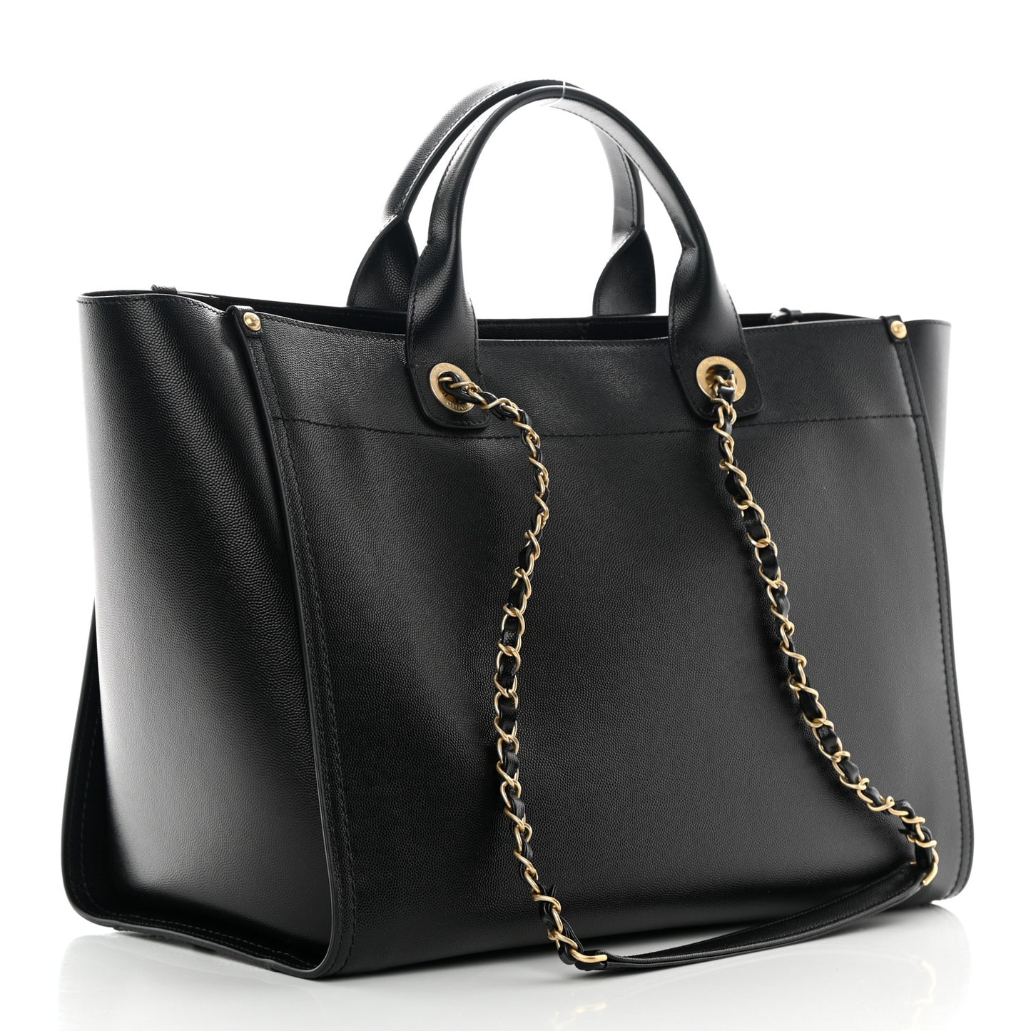 Caviar Medium Studded Deauville Tote Black