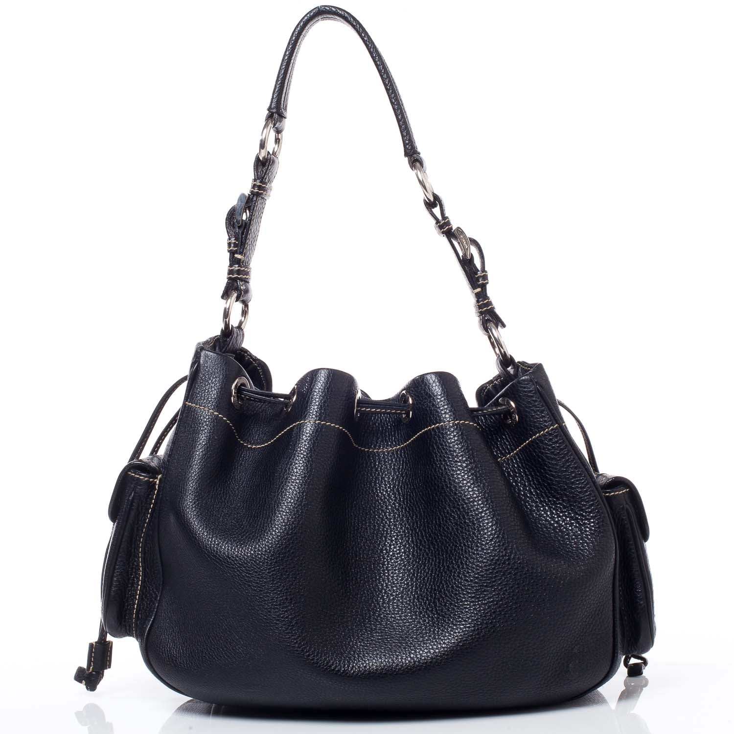 Prada Vitello Daino Drawstring Bag Nero Black 5 of 10