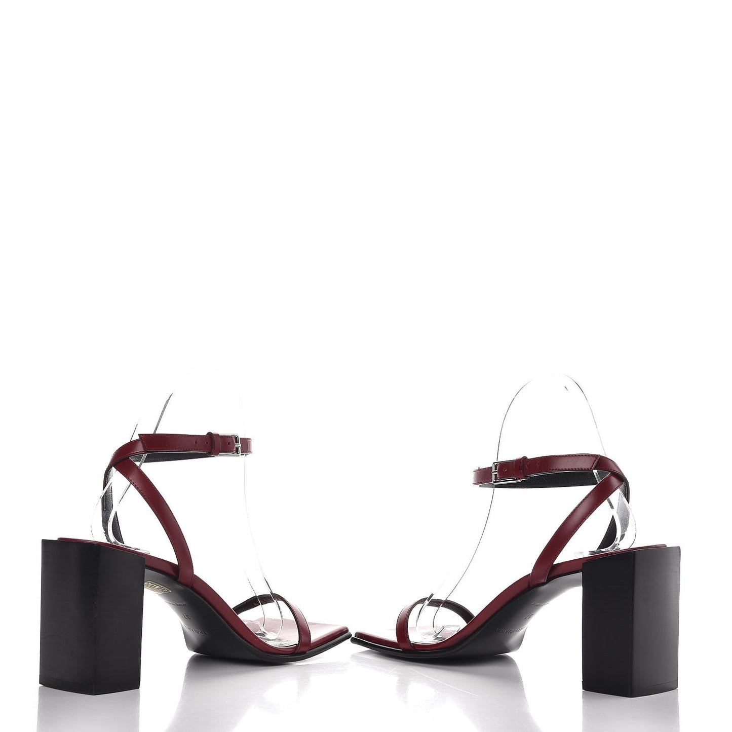 Calfskin Square Toe Sandals 37 Red Black