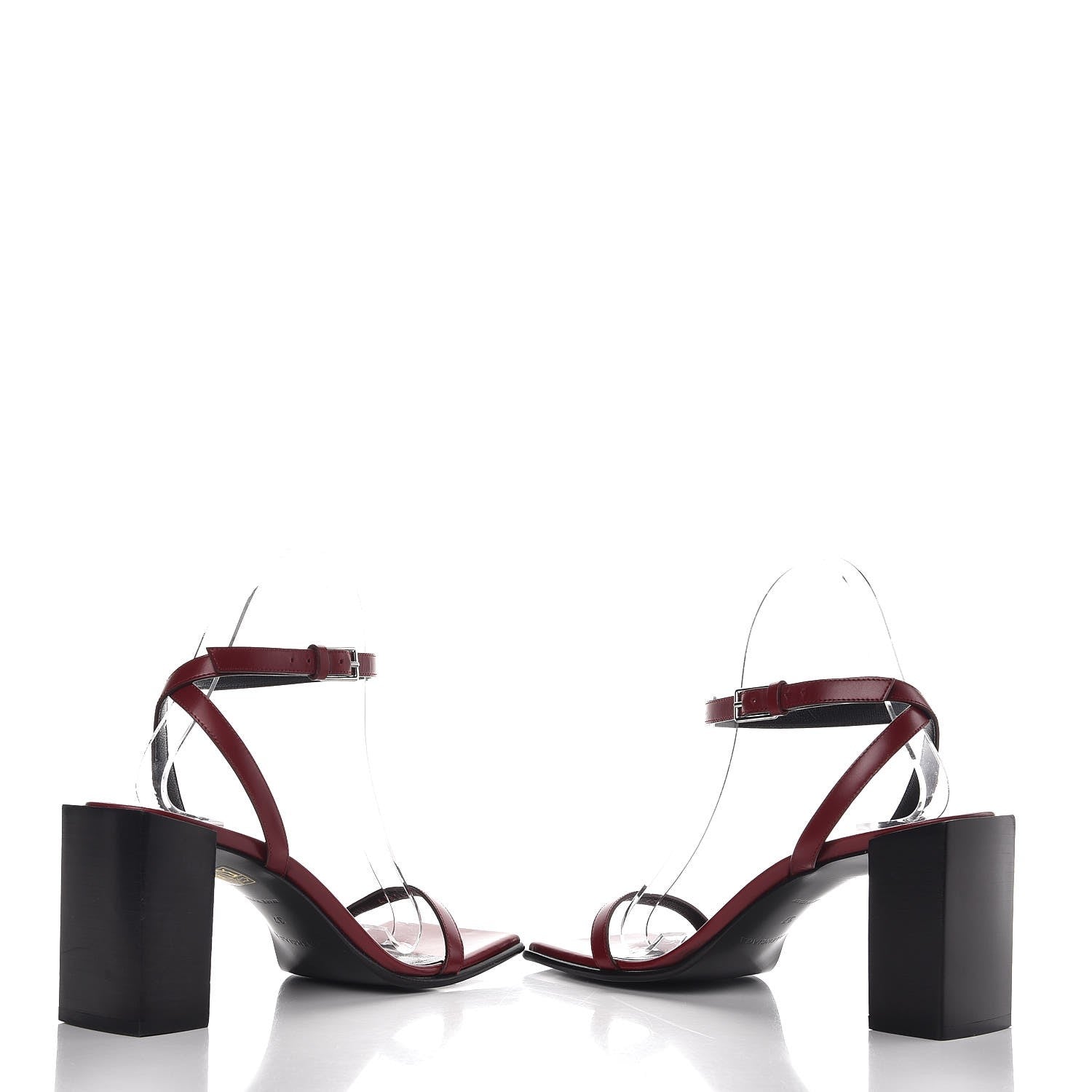Balenciaga Calfskin Square Toe Sandals 37 Red Black 6 of 8