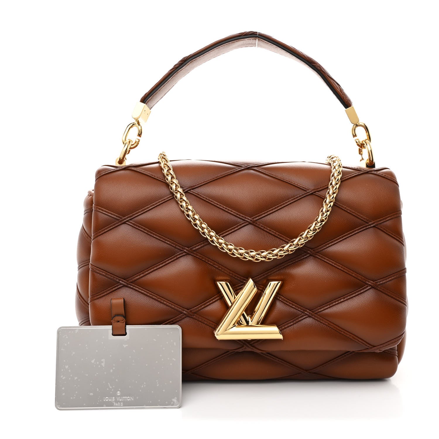 Louis Vuitton Lambskin Malletage Top Handle GO-14 MM Toast Tan 3 of 12