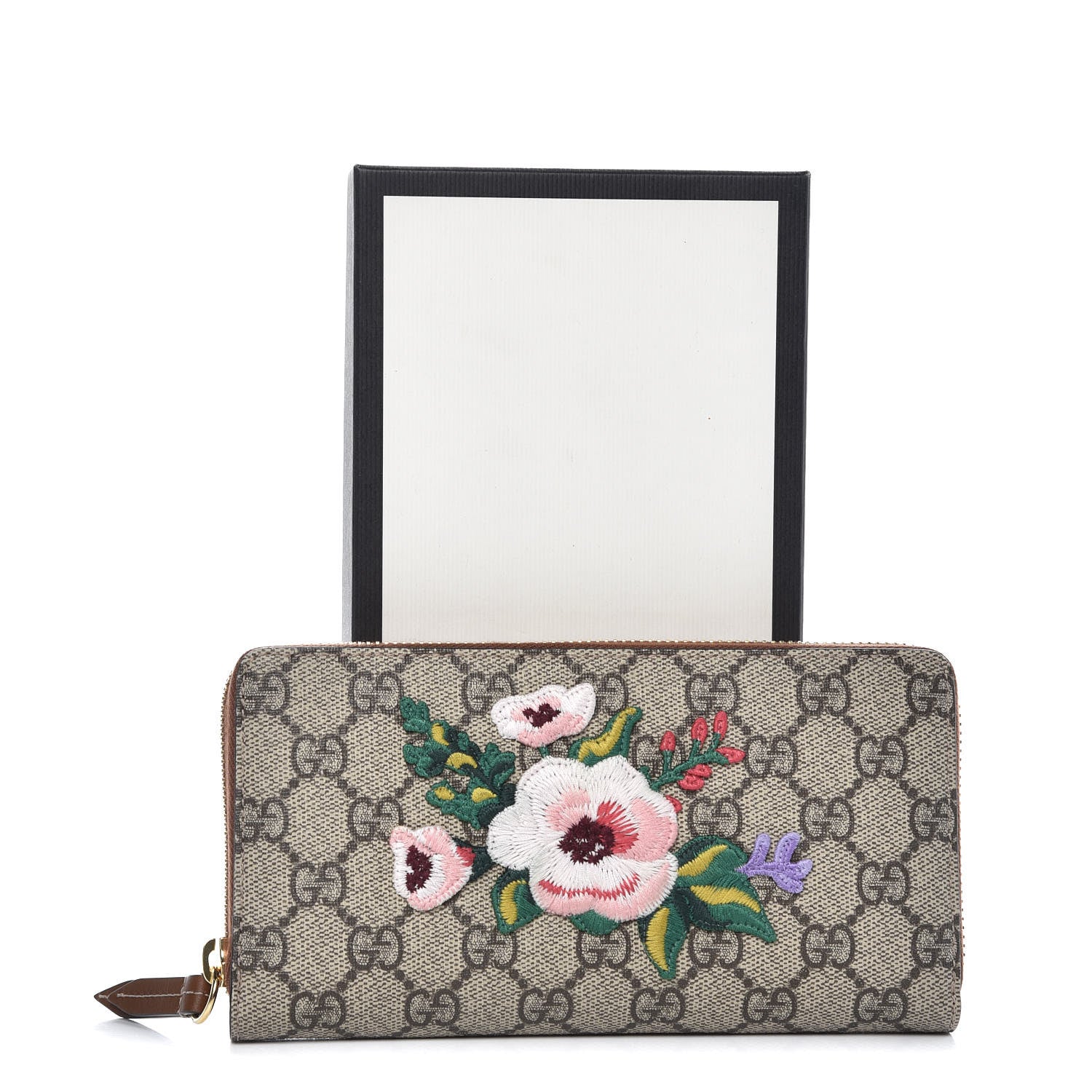 Gucci GG Supreme Monogram Garden Embroidered Zip Around Wallet 7 of 8