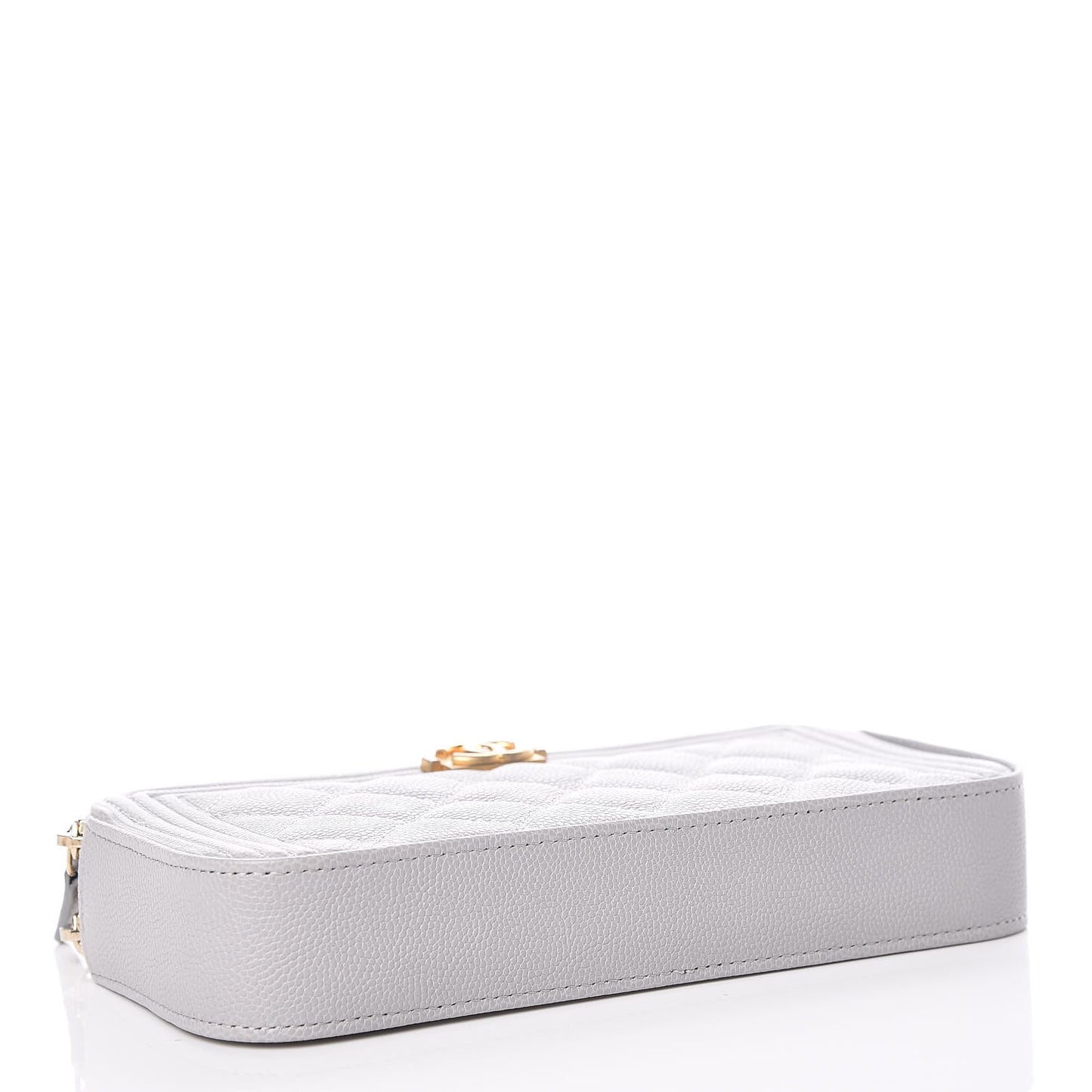 Caviar Quilted Small Boy Clutch With Chain Grey
