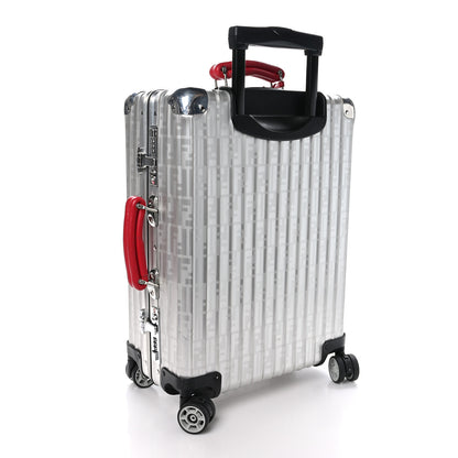Fendi X RIMOWA Aluminum FF Print Roll Away Carry On Luggage Silver Red 2 of 11