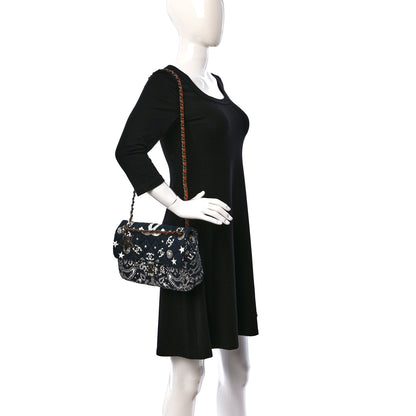 Chanel Cotton Quilted Paris Dallas Medium Bandana Flap Blue 2 of 11