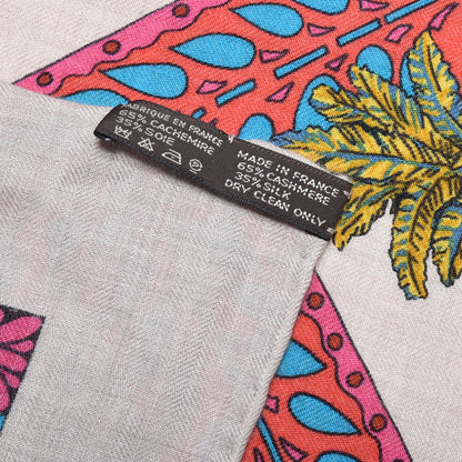 Hermes Cashmere Silk La Danse Du Cheval Shawl 140 Naturel Rose Vert 7 of 8