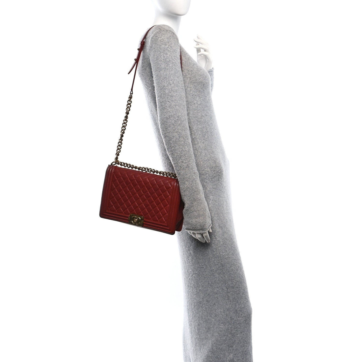 Chanel Caviar Quilted New Medium Boy Flap Dark Red 3 of 10