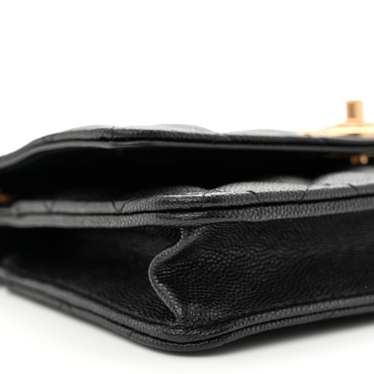 Caviar Quilted Camellia Wallet On Chain WOC Black