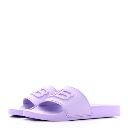 Balenciaga Rubber BB Womens Pool Slide Sandals 38 Lilac 3 of 8