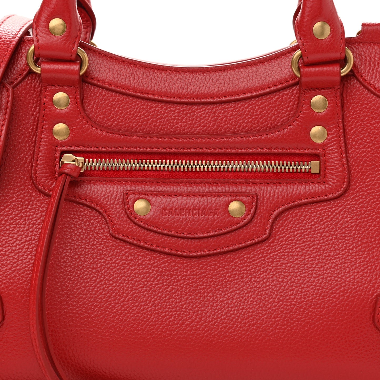 Grained Calfskin Neo Classic Gold Hardware S City Medium Red