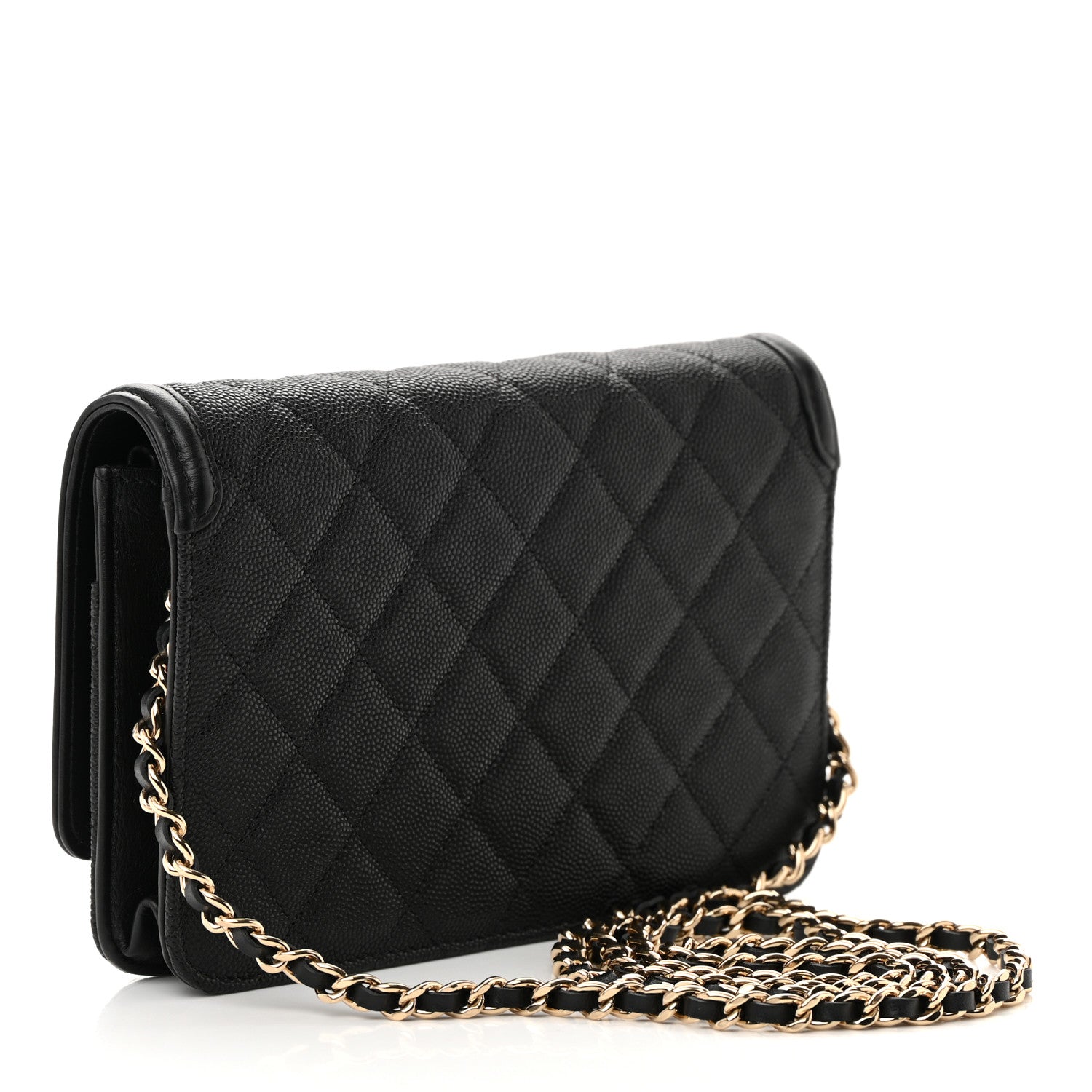 Chanel Caviar Quilted CC Filigree Wallet On Chain WOC Black 3 of 13