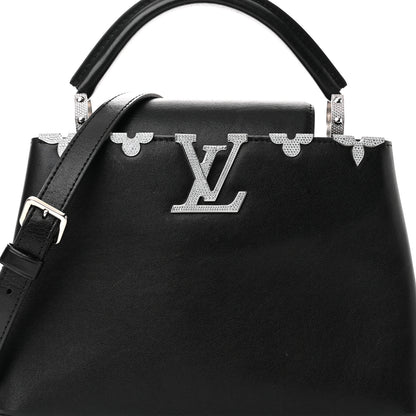Louis Vuitton Smooth Calfskin Crystal Flowers Capucines BB Black 7 of 9