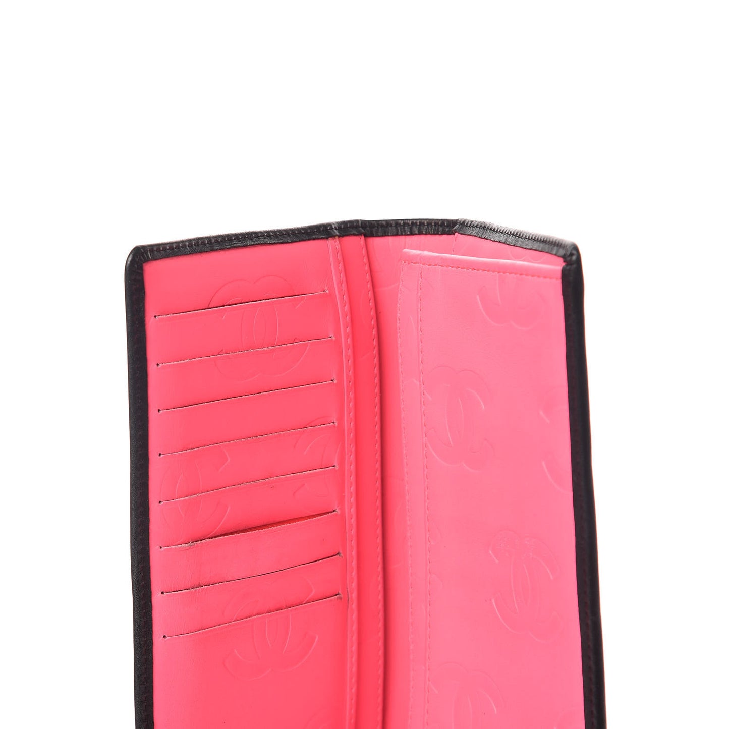 Calfskin Quilted Cambon Yen Wallet Black