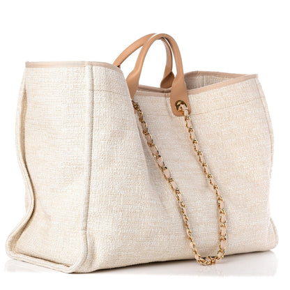Chanel Canvas Extra Large Deauville Tote Light Beige 4 of 9