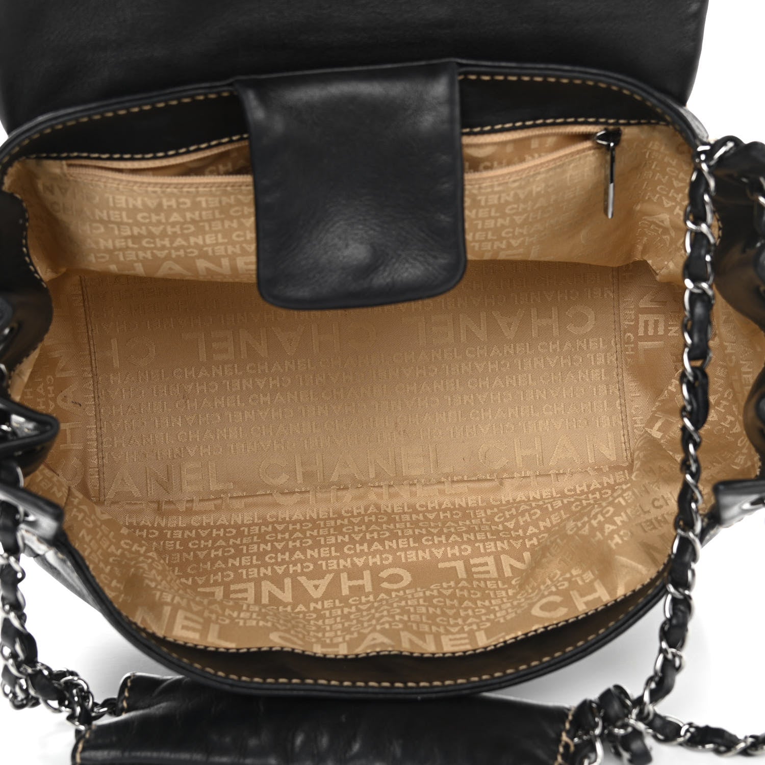 Chanel Lambskin Contrast Stitch Surpique Accordion Flap Black 4 of 12
