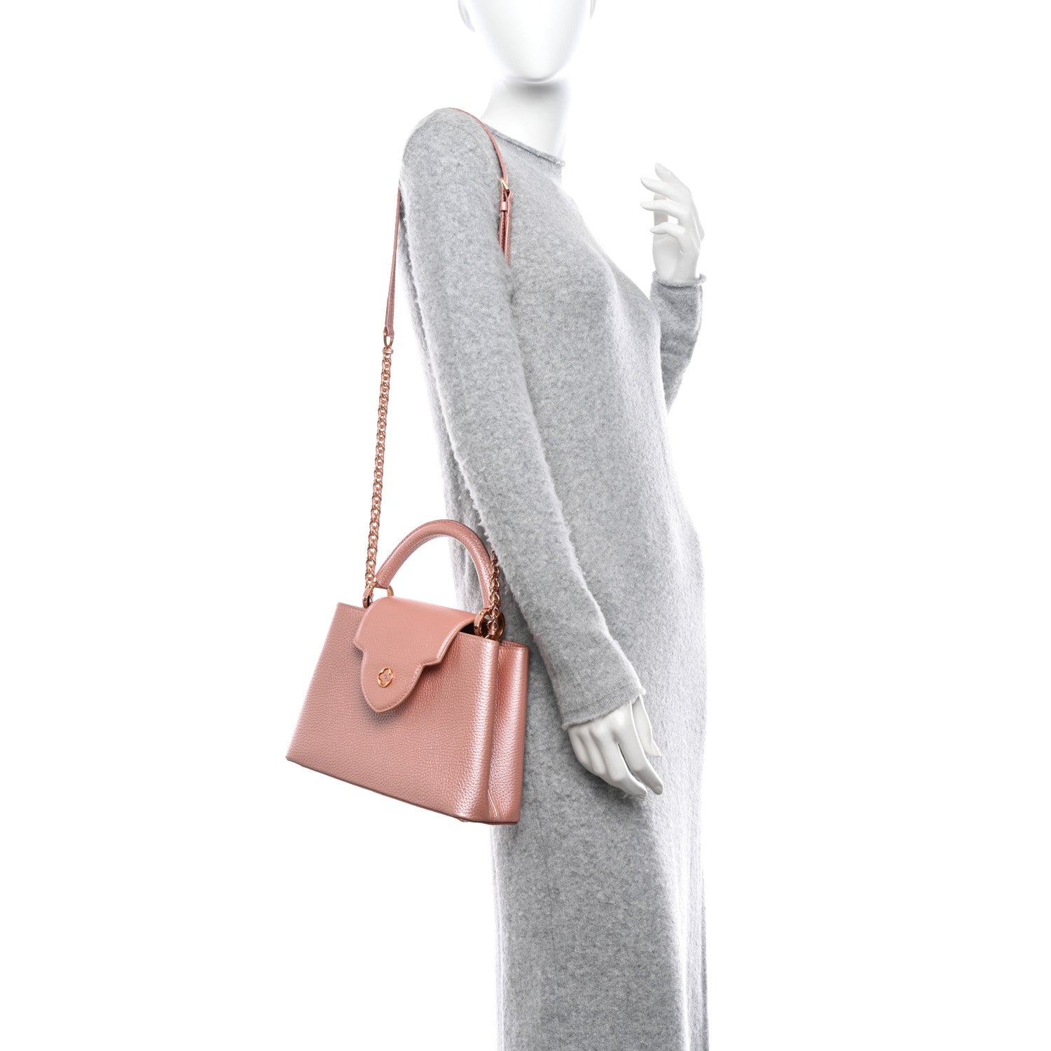 Louis Vuitton Metallic Taurillon Capucines BB Pearly Pink 2 of 9