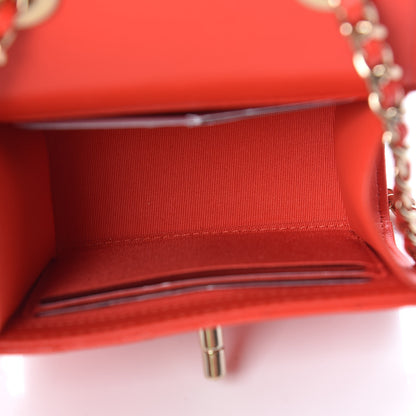 Chanel Lambskin Chevron Quilted Mini Trendy CC Chain Wallet Red 7 of 10