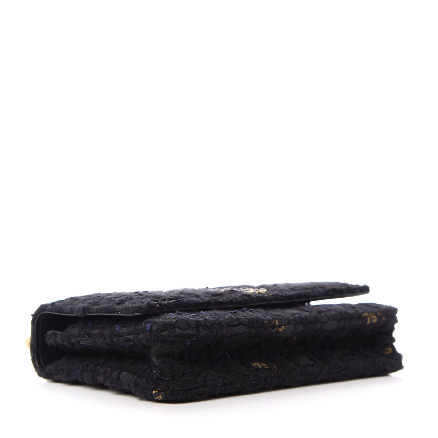 Tweed Quilted Chanel 19 Wallet On Chain WOC Black Navy Gold