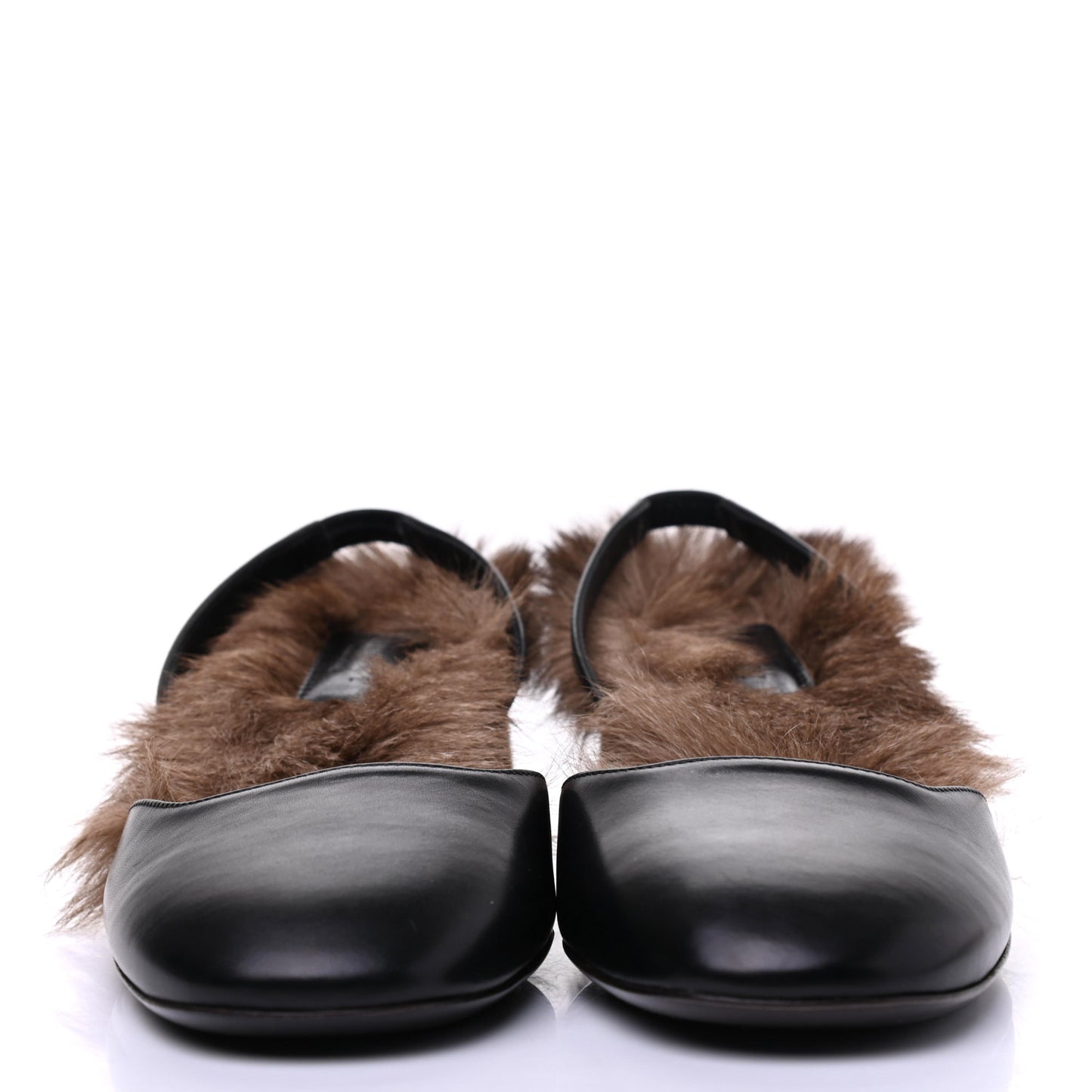 Calfskin Heloise Fur Slide Mules 36.5 Black