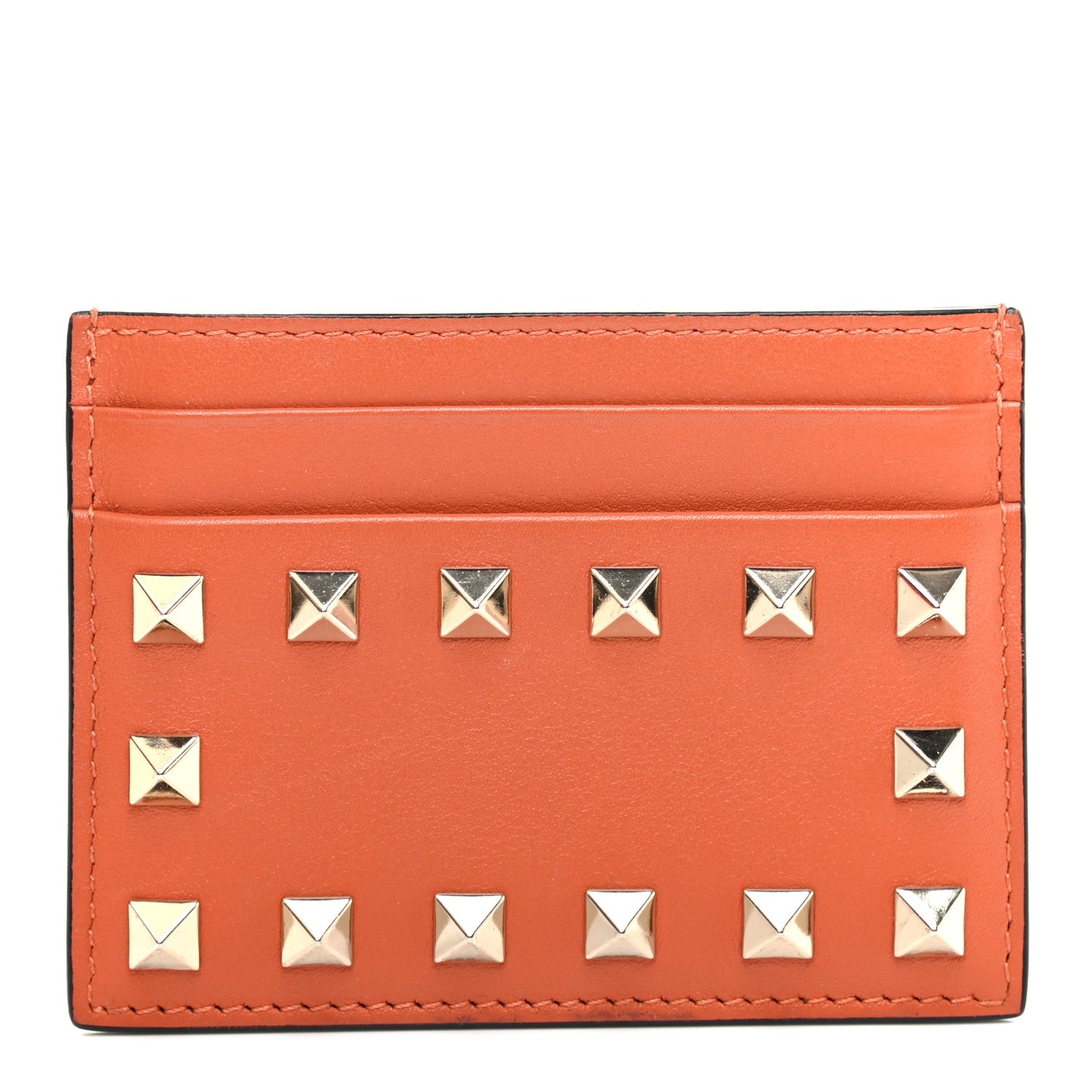 Vitello Rockstud Card Holder Orange