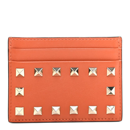 Valentino Garavani Vitello Rockstud Card Holder Orange 1 of 8
