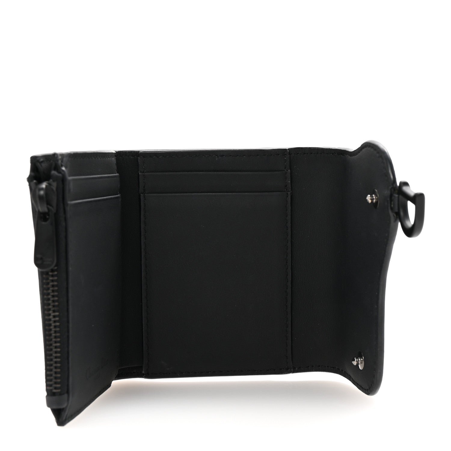 Christian Dior Ultra Matte Calfskin Saddle Lotus Wallet Black 5 of 6