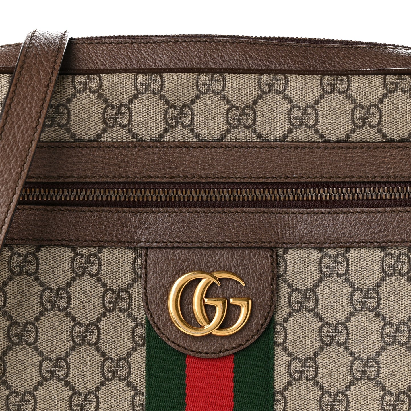 GG Supreme Monogram Web Medium Ophidia Messenger Bag Brown