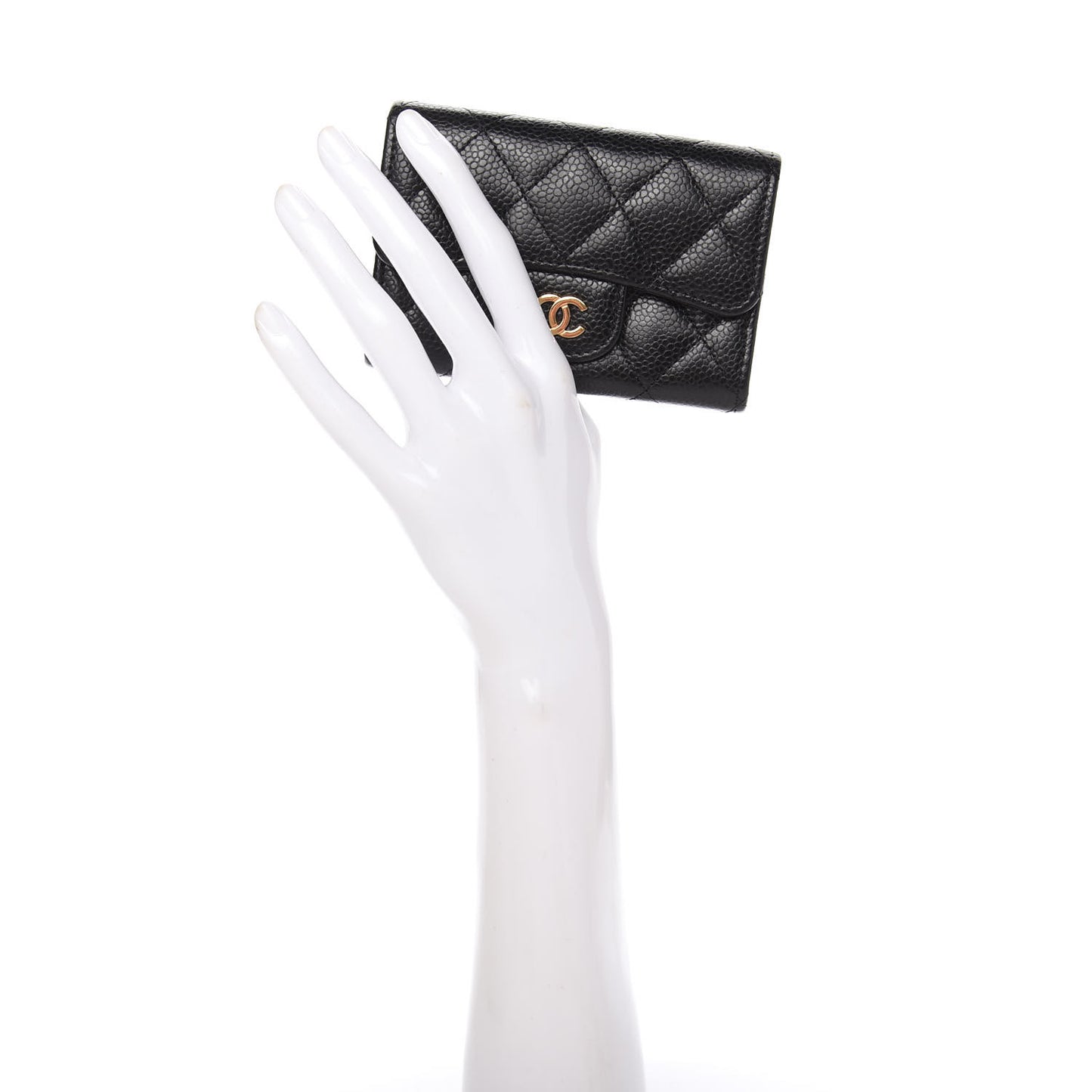 Caviar Quilted Flap Card Holder Black