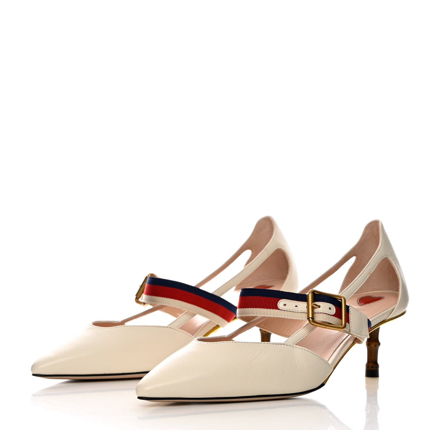Gucci Malaga Kid Sylvie Web Bamboo Low Heel Mules 36.5 White 3 of 12