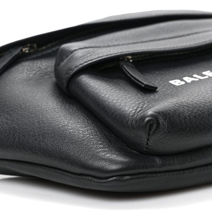 Balenciaga Smooth Calfskin Logo Everyday Beltpack XS Black White 7 of 8