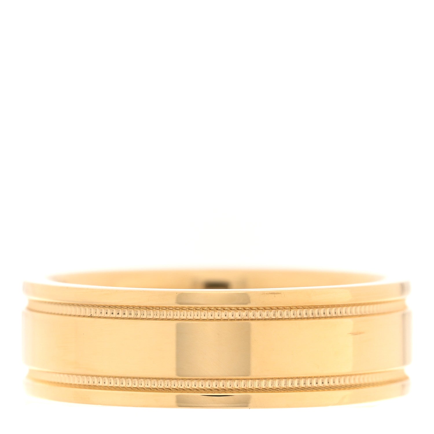 Tiffany 18K Yellow Gold 6mm Double Milgrain Wedding Band Ring 54 7 1 of 4