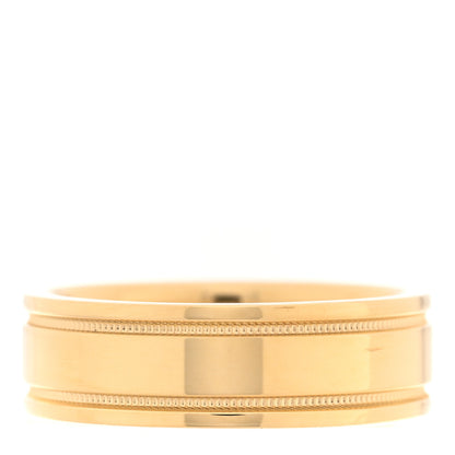 Tiffany 18K Yellow Gold 6mm Double Milgrain Wedding Band Ring 54 7 1 of 4