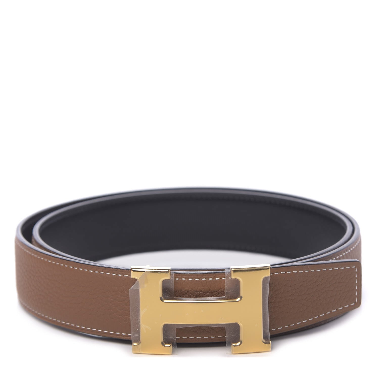 Hermes Swift Togo 32mm H Belt 90 Black Gold 1 of 6