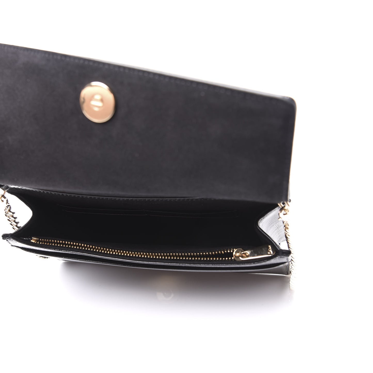 Patent Diorama Wallet on Chain Pouch Black
