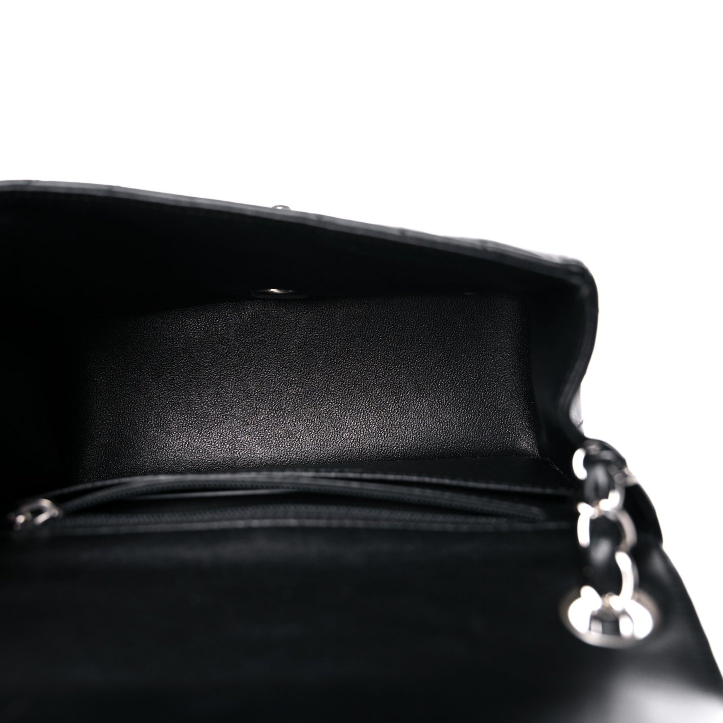 Lambskin Chevron Quilted Mini Square Flap Black