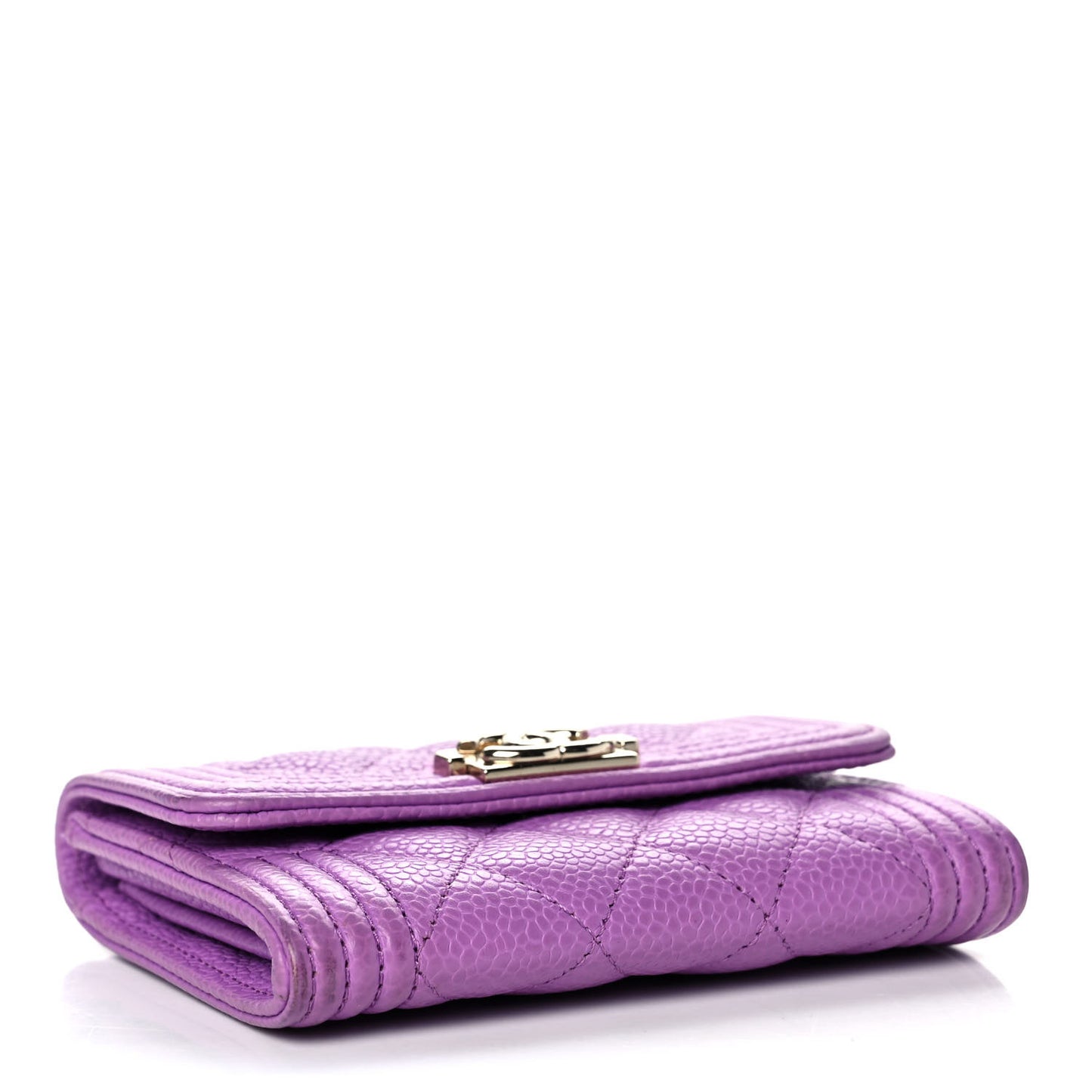 Caviar Quilted Boy Card Holder Wallet Purple