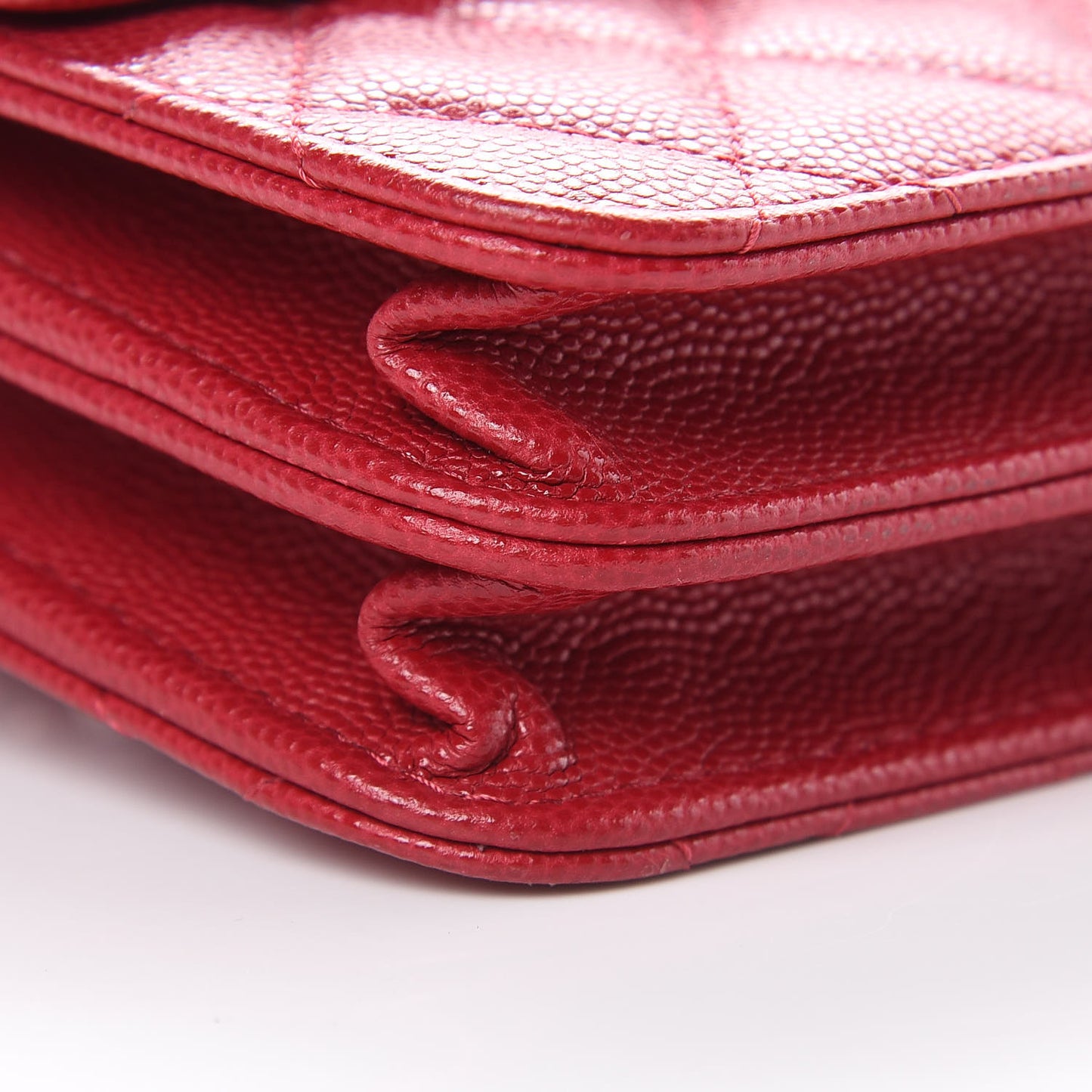 Caviar Quilted Square Wallet On Chain WOC Pink
