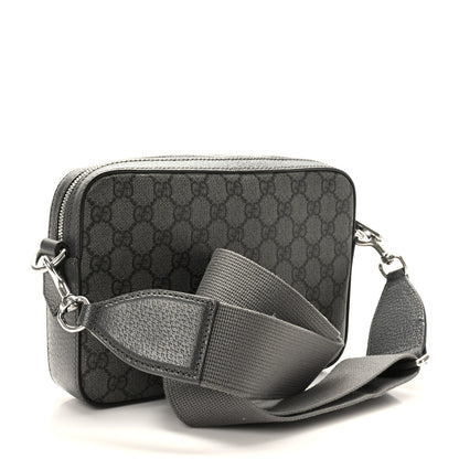 Gucci GG Supreme Monogram Textured Dollar Calfskin Web Ophidia Wristlet Shoulder Bag Grey Black Graphite Grey 2 of 9