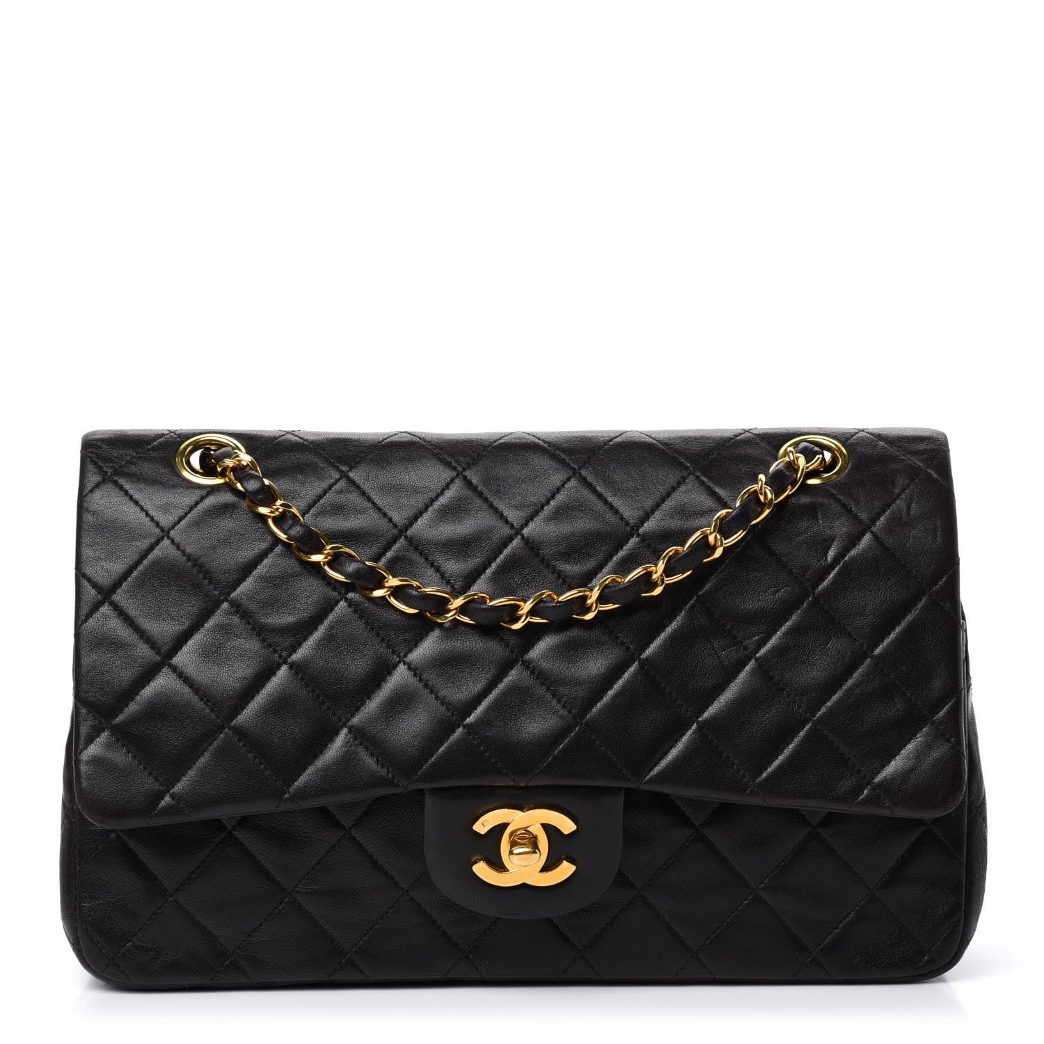 Chanel Lambskin Quilted Medium Double Flap Black 1 of 14