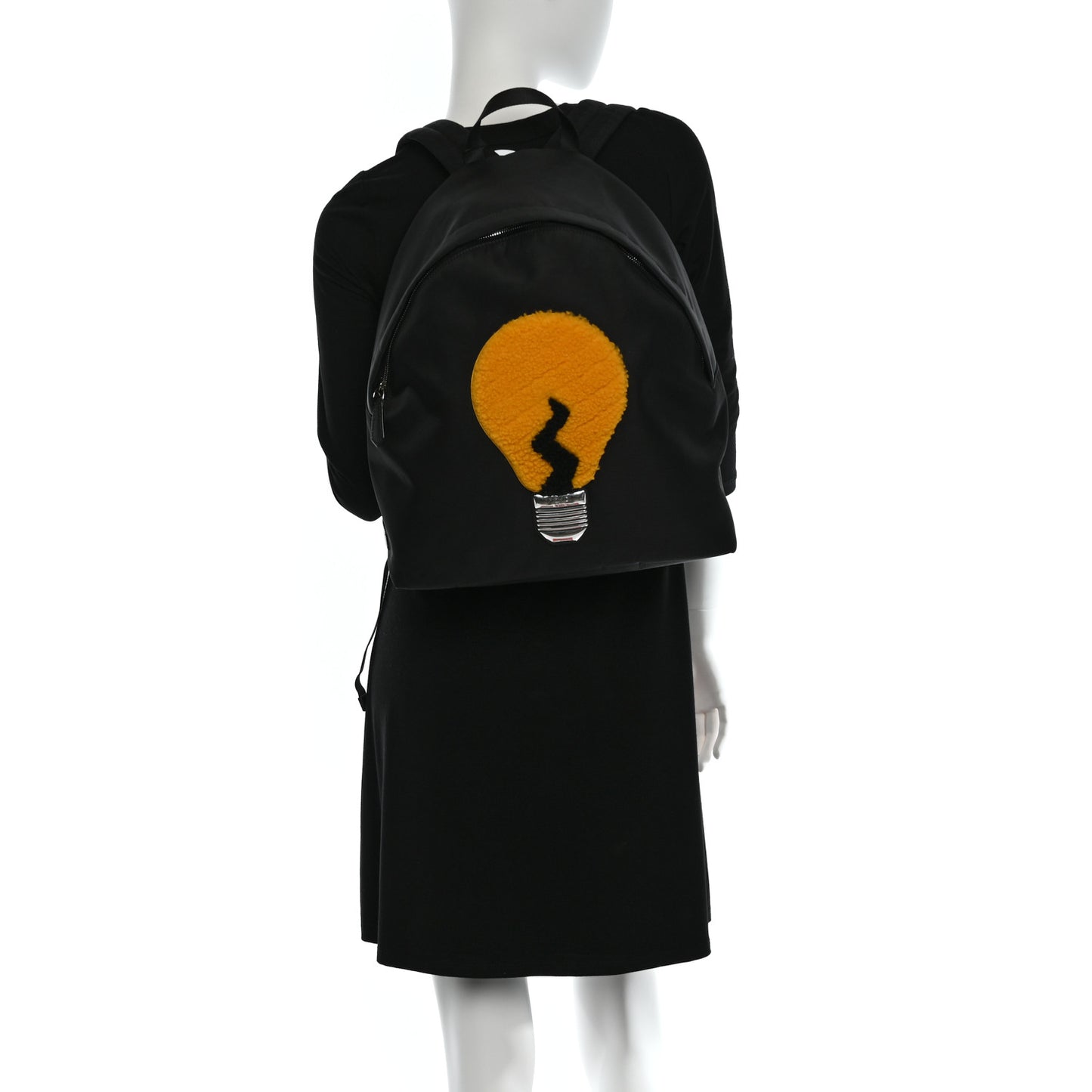 Nylon Shearling Vitello Elite Lightbulb Backpack Black Narciso
