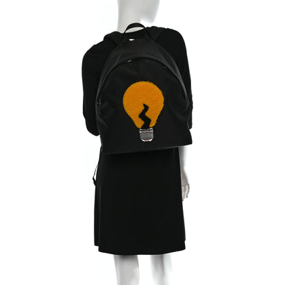 Fendi Nylon Shearling Vitello Elite Lightbulb Backpack Black Narciso 2 of 10
