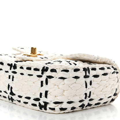Chanel Raffia Effect Tweedy Mini Flap Bag White Black 10 of 10