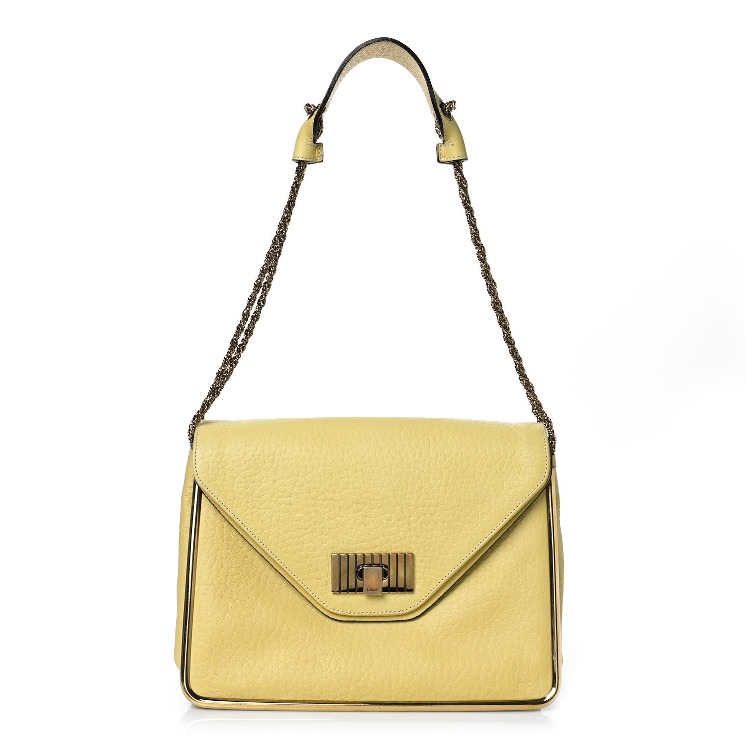 Chloe Grained Calfskin Medium Sally Flap Bag Yellow 3 of 13