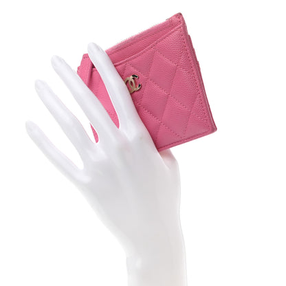 Chanel Caviar Quilted CC Zip Card Holder Pink 2 of 7