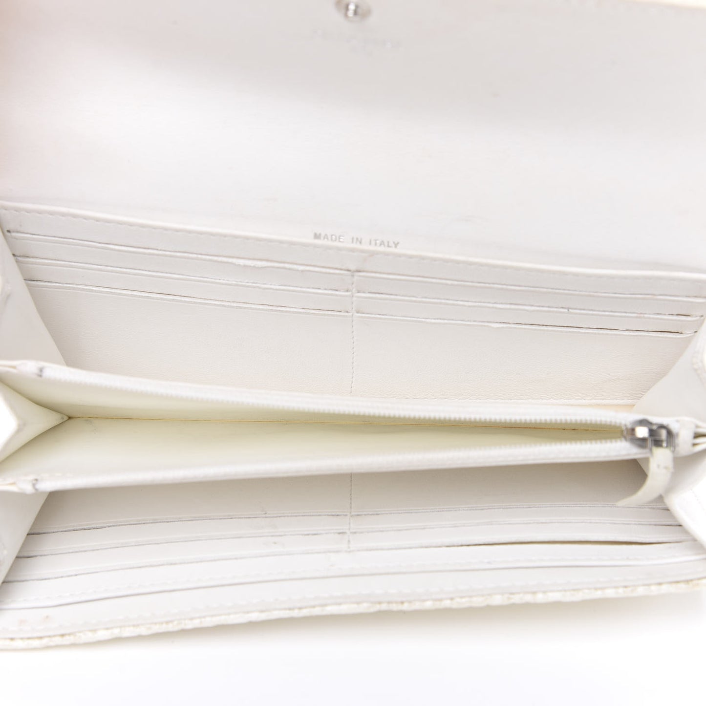 Tweed Quilted Zip Flap Wallet White