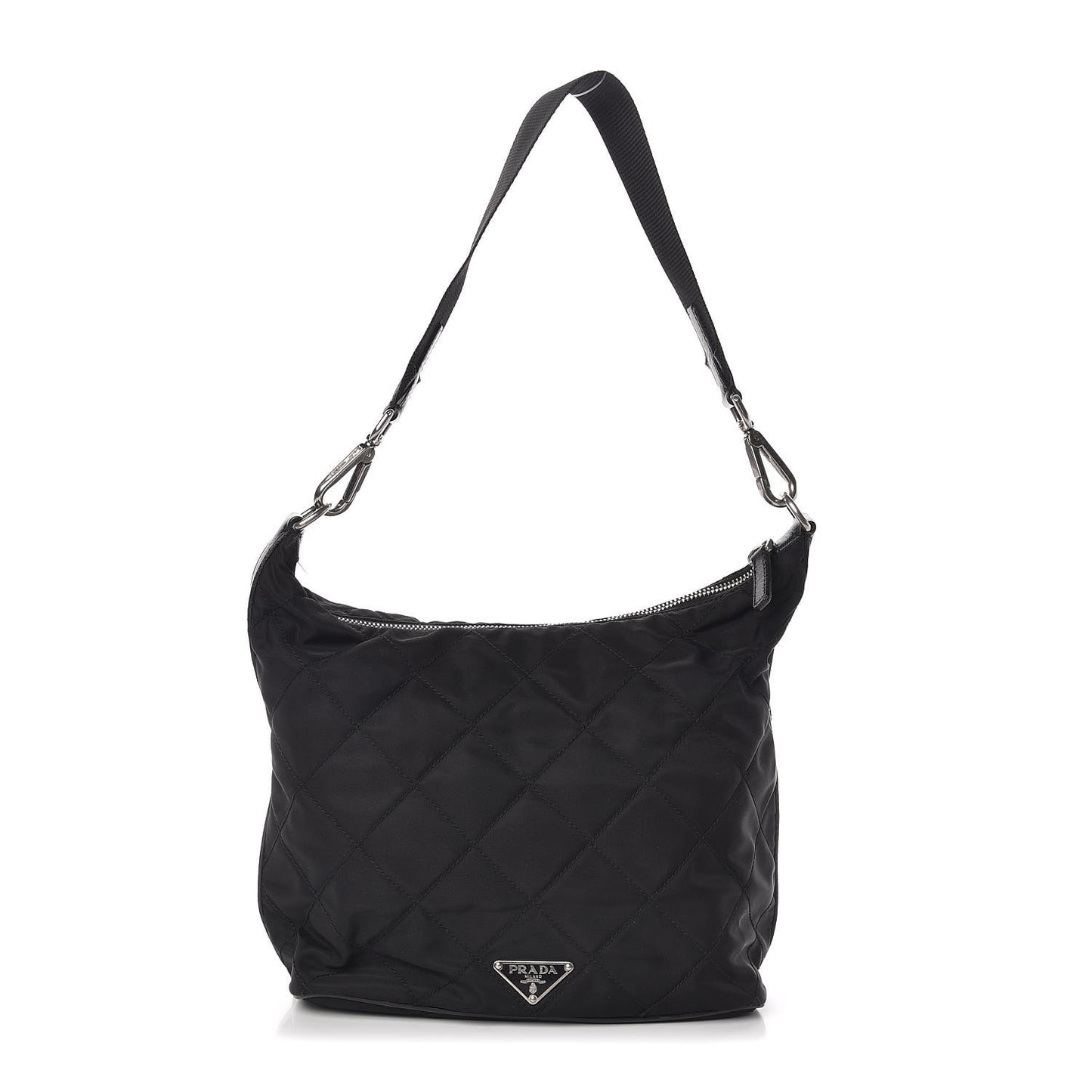 Nylon Tessuto Impuntu Quilted Shoulder Bag Black