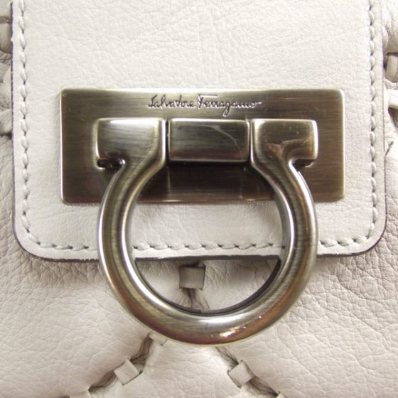 SALVATOREFERRAGAMOLeatherStitchedSatchelIvory